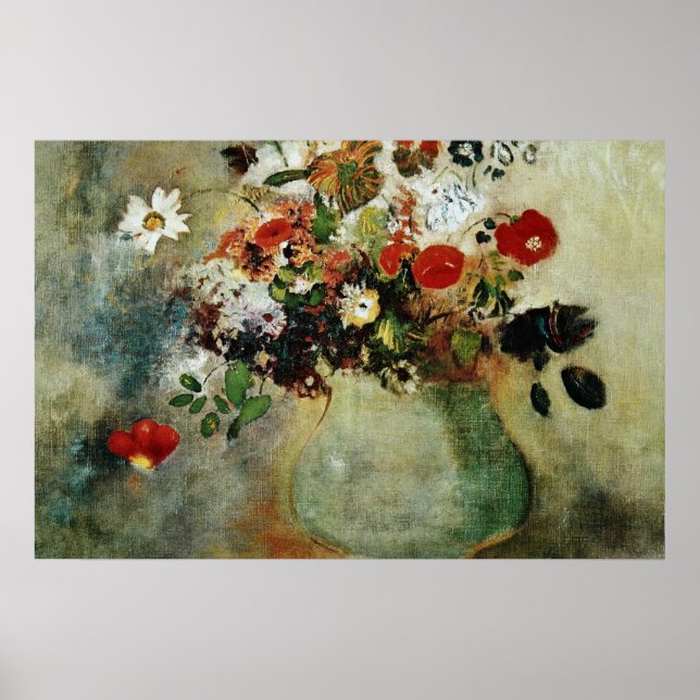 Röda blommor, Odilon Redon-blommor Poster (Framsidan)