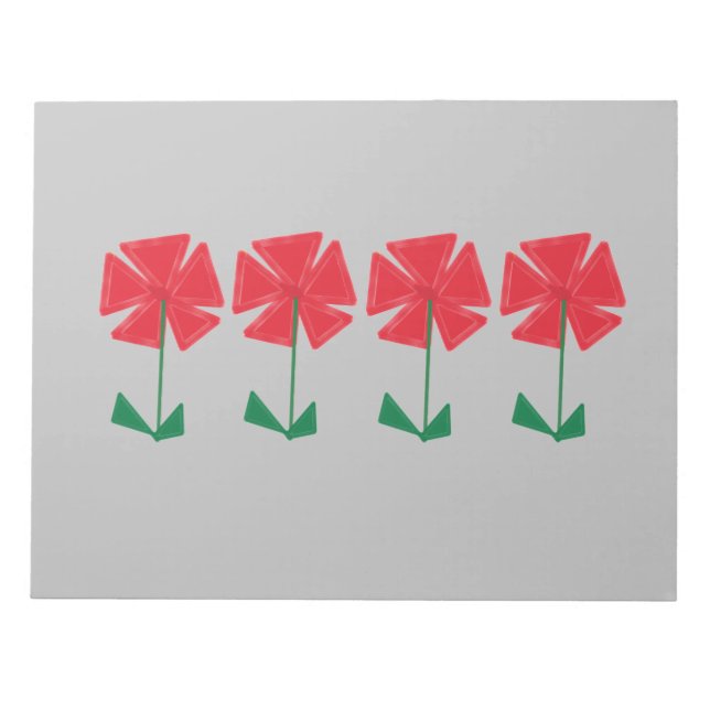 röda blommor på grått bakgrundsbeläggningsfyllning anteckningsblock (Framsida)