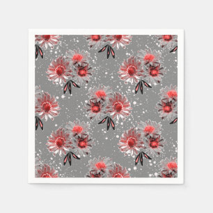 Röda blommor på grått pappersservett