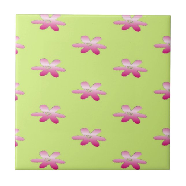 Röda blommor på grönten kakelplatta (Framsidan)