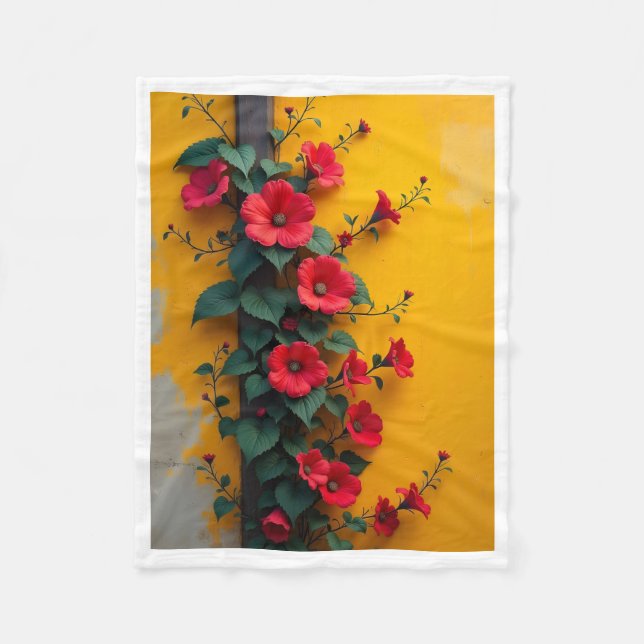 Röda blommor på gul filt (Framsidan)
