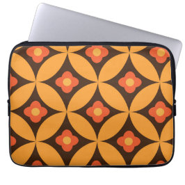 Röda blommor på mitten av seklets orange cirklar laptop fodral