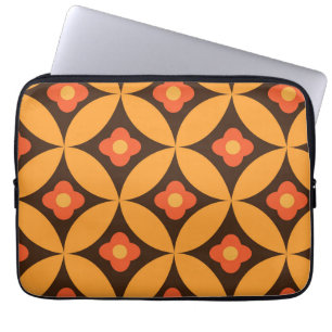 Röda blommor på mitten av seklets orange cirklar laptop fodral