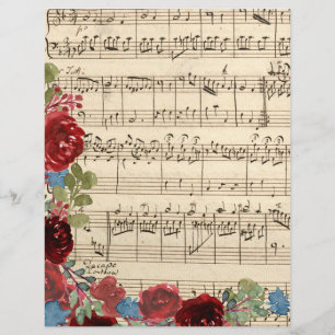 Röda blommor på musik och Pappra skrivpapper