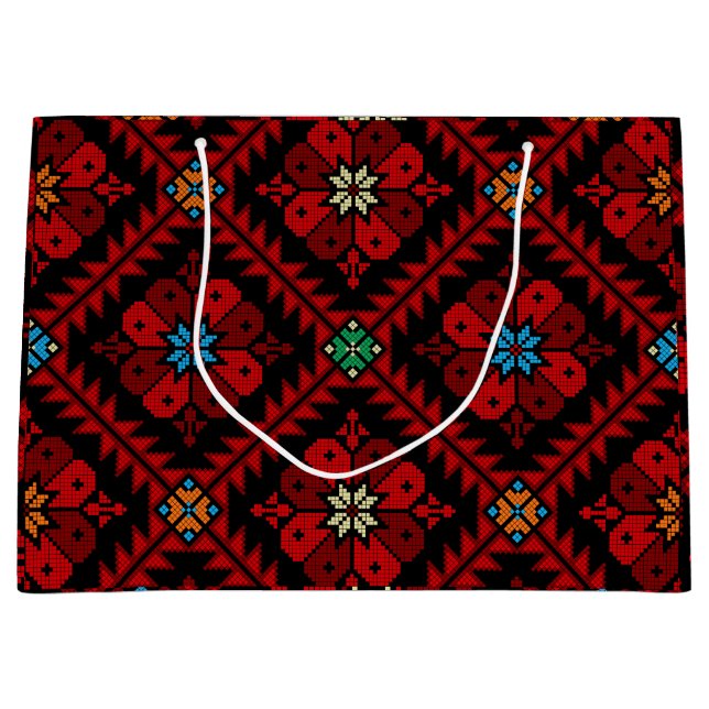 Röda blommor Palestine Embroidery tatreez Mönster (Framsidan)