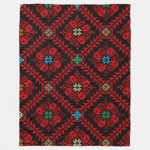 Röda blommor Palestine Embroidery tatreez Mönster Fleecefilt