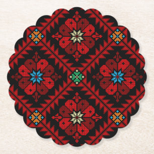 Röda blommor Palestine Embroidery tatreez Mönster Underlägg Papper