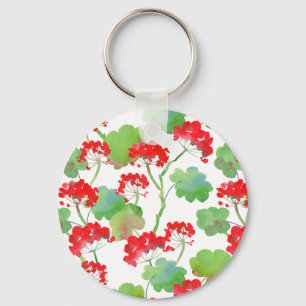 Röda blommor (Pelargonium) Nyckelring