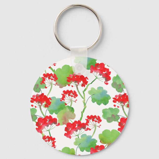 Röda blommor (Pelargonium) Nyckelring (Framsida)