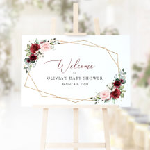 Röda blommor, Rosa Flowers, Baby Shower Welcome