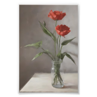 Röda blommor stilleben - Tidlös blomsterprakt Fototryck
