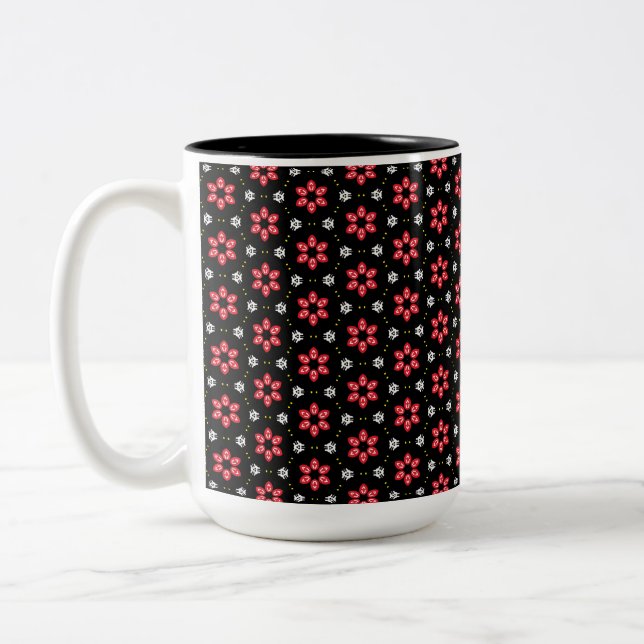 Röda blommor Två-Tonad mugg (Vänster)