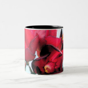 Röda blommor Två-Tonad mugg