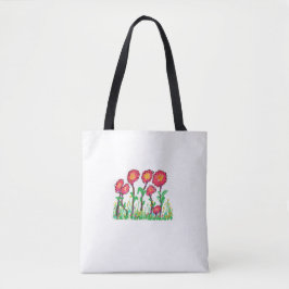 Röda blommor tygkasse