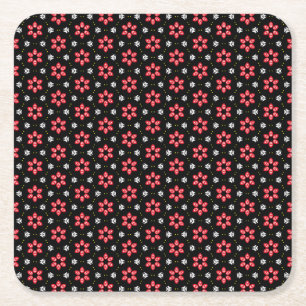 Röda blommor underlägg papper kvadrat