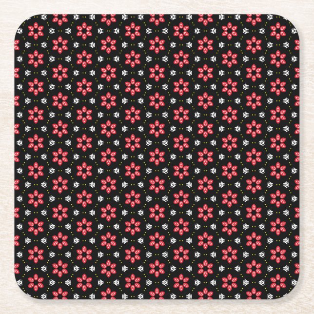 Röda blommor underlägg papper kvadrat (Framsidan)