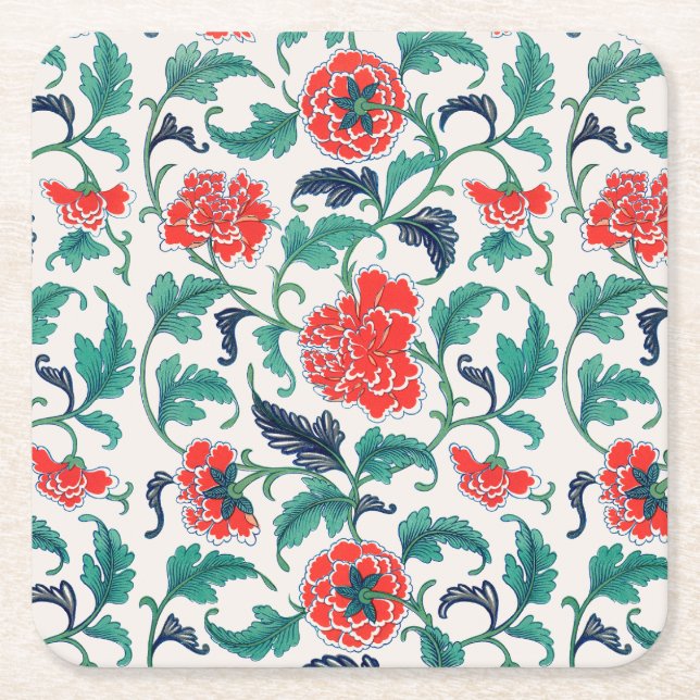 Röda blommor underlägg papper kvadrat (Framsidan)
