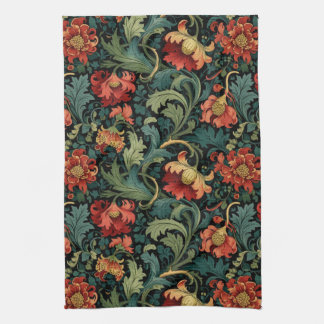 Röda blommor William Morris Kökshandduk