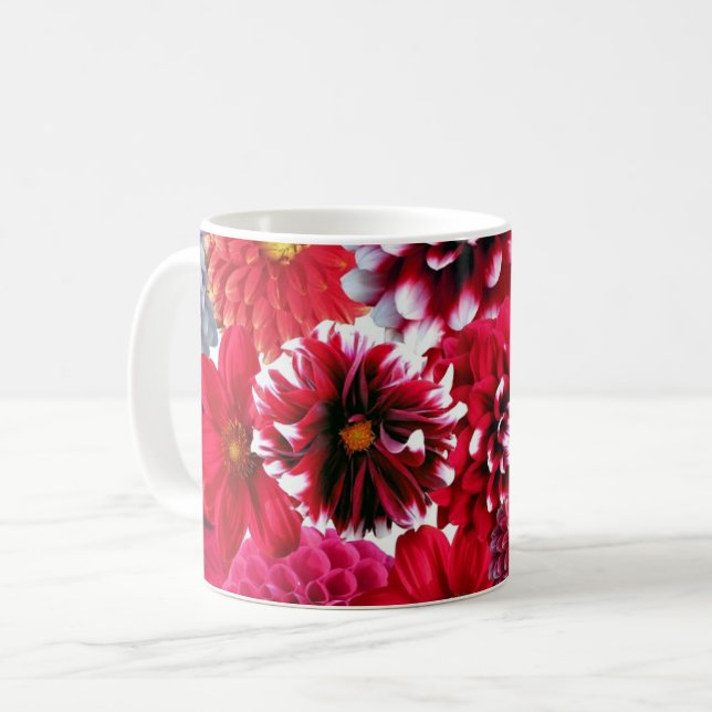 Röda blomsterbukett kaffemugg (Framsida vänster)