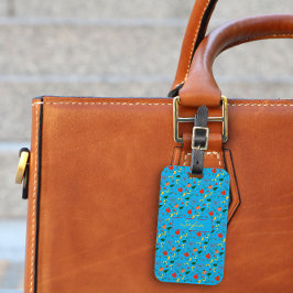Röda blomstersköldpaddor, mönster Luggage Tag Bagagebricka