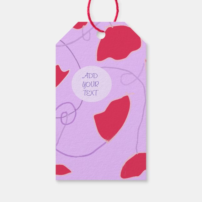 Röda blomstrande Märkre Presentetikett (Baksidan)