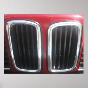 Röda BMW 635 CSi grillar (tvilling- njure) Poster