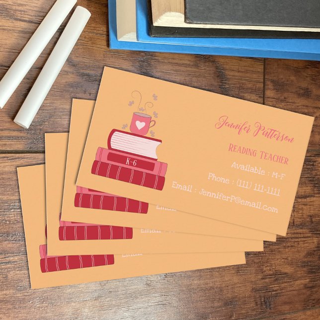 Röda böcker handledare orange standard visitkort (Red books and cup reading teacher orange standard business card .)