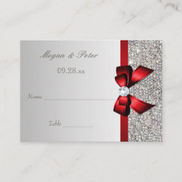 Röda bogserkort för bröllop Silver Placeringskort
