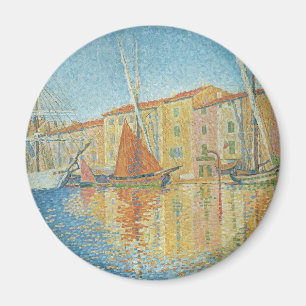 Röda bonden av Paul Signac, Vintage Pointillism Magnet