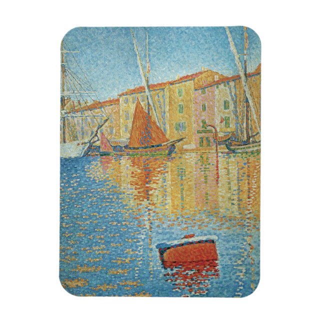 Röda bonden av Paul Signac, Vintage Pointillism Magnet (Vertikal)