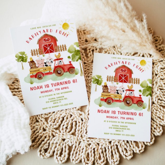 Röda Boskap 6e födelsedagsfest inbjudan (Skapare uppladdad)