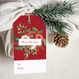 Röda botaniska Juletiketter Presentetikett