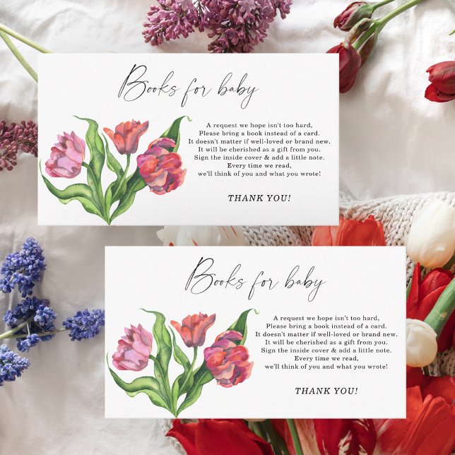 Röda bouquet-blommor elegant bokar för baby tilläggskort (Skapare uppladdad)