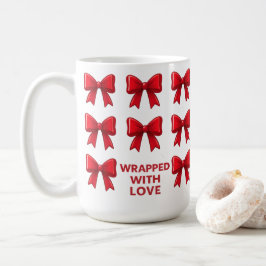 Röda Bow Helgdag Mönster insvällda med Kärlek Kaffemugg