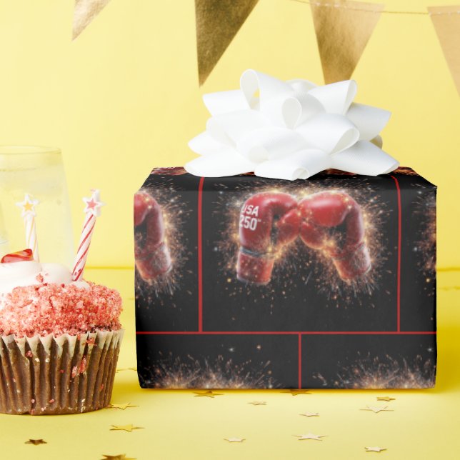 Röda boxningshandskar för USA 250:e Firande Presentpapper (Födelsedagsfest)
