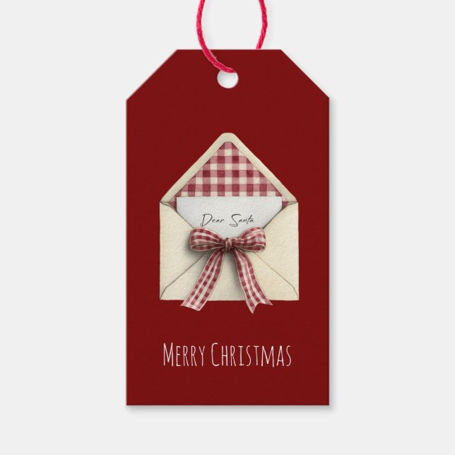 Röda Brev till Tomte Jul  Presentetikett (Framsidan)