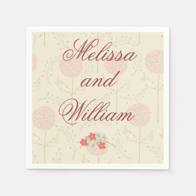 Röda Bröllopsbuketter Pappersservett (Framsidan)