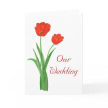 Röda bröllopskort, tulpaner