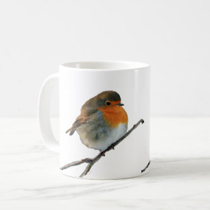 Röda bröst för européengelskaRobin fågel på  Kaffemugg