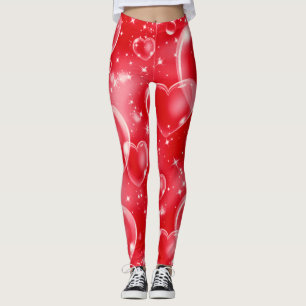 Röda bubbelhjärtan Söta flickaktiga 90-tal Leggings