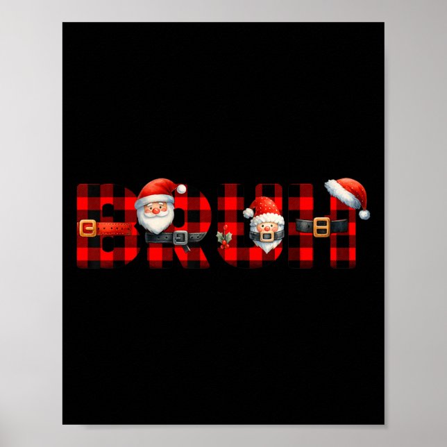 Röda Buffalo Rutiga Bror Jul Xmas Pyjamas Pojkar Poster (Framsidan)