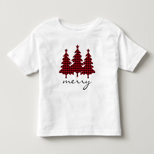Röda Buffalo-rutiga tallar T Shirt (Framsida)