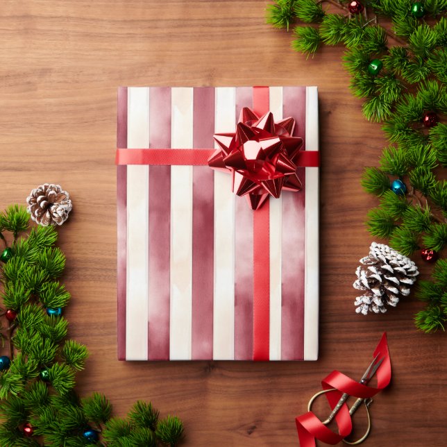Röda Burgundy Krämränder Jul Presentpapper (Julgåva)