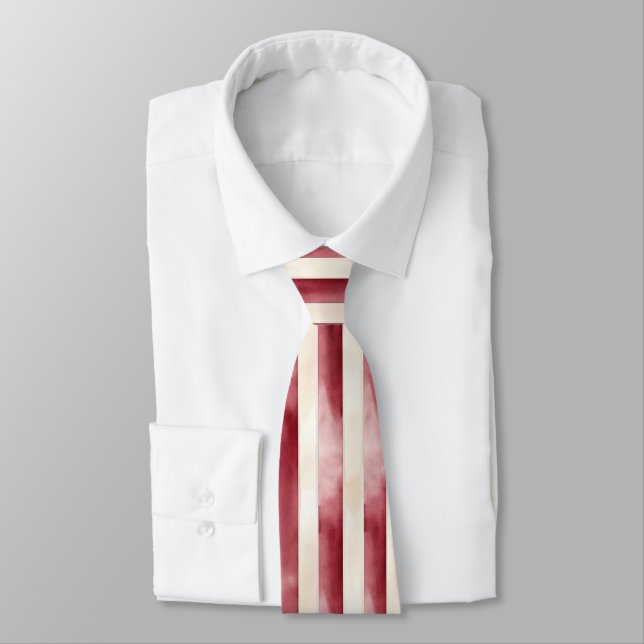 Röda Burgundy Krämränder Jul Slips (Bunden)