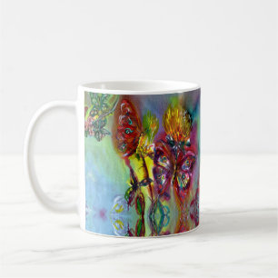RÖDA BUTTERFLITER PÅ GULT-HISSAR,BLÅ HIMMEL Blommi Kaffemugg