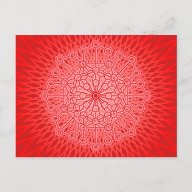 Röda Chakra Mandala Helig Geometri Vykort (Framsida)
