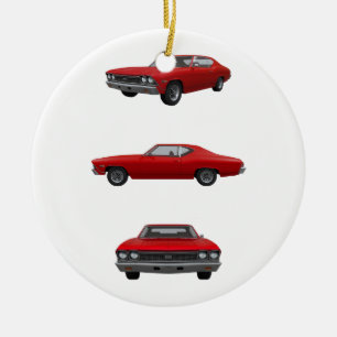 Röda Chevelle 1968 SS: Julgransprydnad Keramik