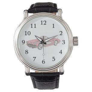 Röda Chevy 1958 Corvette ritar stilillustrationen Armbandsur