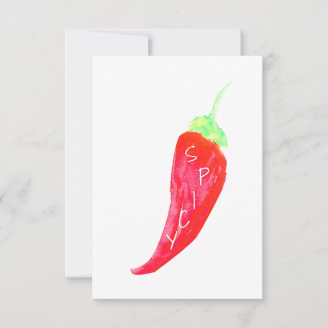 Röda chili handmålade akvarellpeppar kort (Framsida)