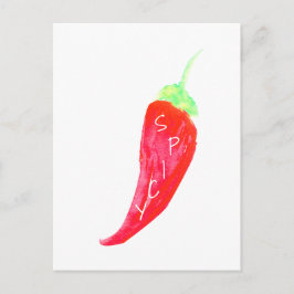 Röda chili handmålade akvarellpeppar vykort